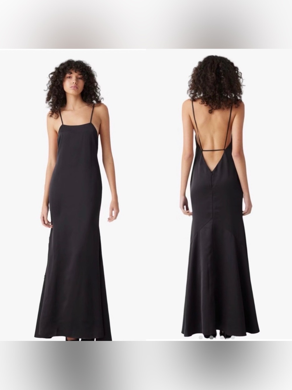 NWT Atoir Clarice Open Back Maxi Slip Dress in Black. Size US 2